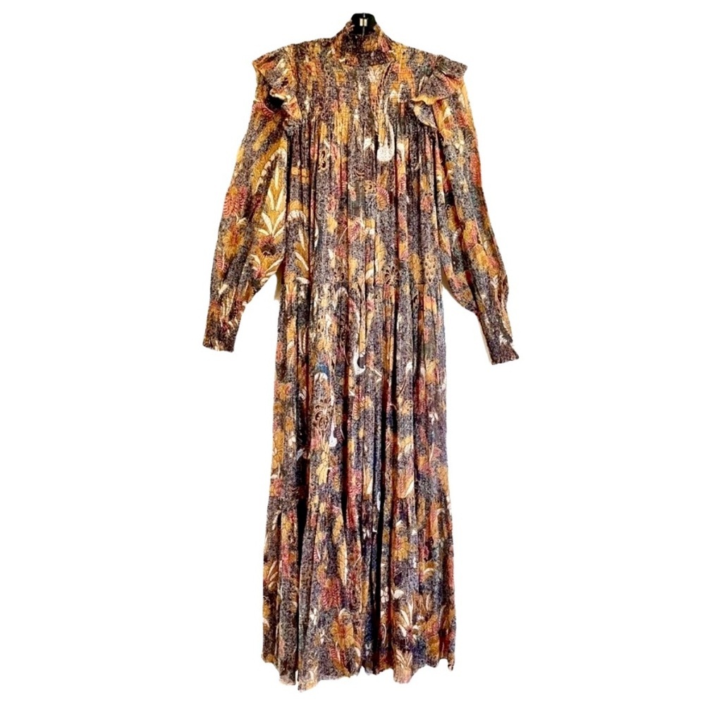 Ulla Johnson Constantine Metallic Bobo Floral Ruffle Maxi Dress High Neck 2 - Picture 4 of 12